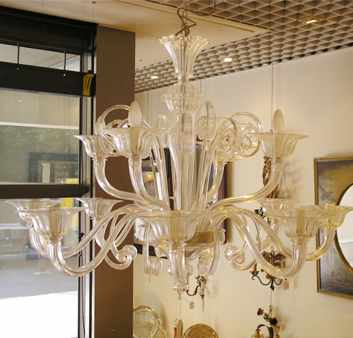 Murano glass 12 lights chandelier - Lustre verre de Murano à 12 lumières